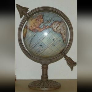 Desktop Earth Globe Terrestre Cast Iron Base Paris France Olde Old World VTG Map